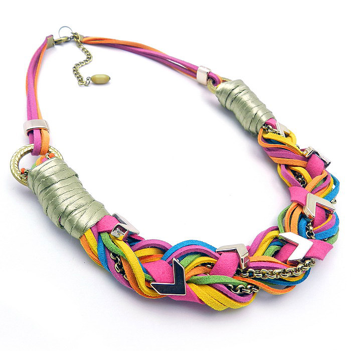 Plaited Braided Necklace, Rope Necklace Statement Necklace Colorful